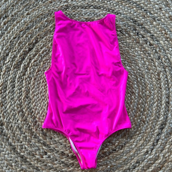 Victoria's Secret Other - Victoria's Secret Swimsuit Size Small One-piece Hot‎ Pink Scoop back Square Neck